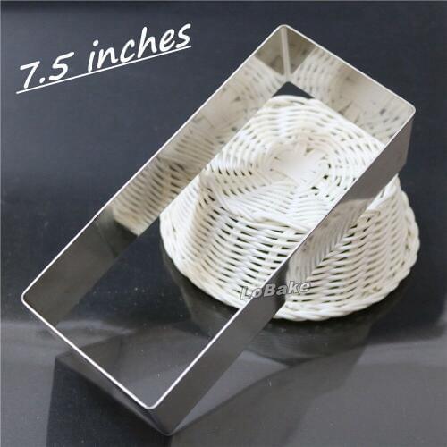 High quality 7.5 inches 304 stainless steel rectangle shape mousse ring chocolate Tiramisu cake mold for kitchen accessories