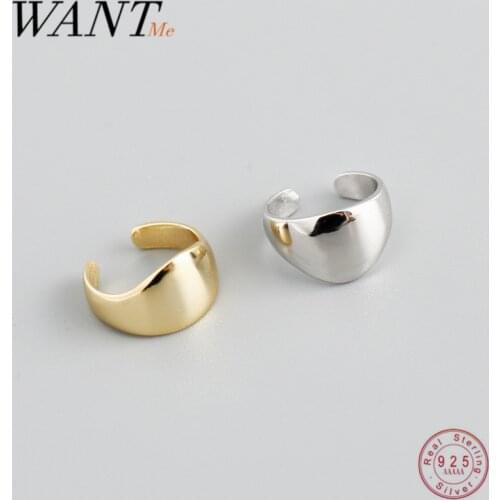 WANTME 925 Sterling Silver Minimalist No Pierceing Ear Clips Earrings for Women Men 2021 Gothic Charm Ear Cuff Earring Jewelry