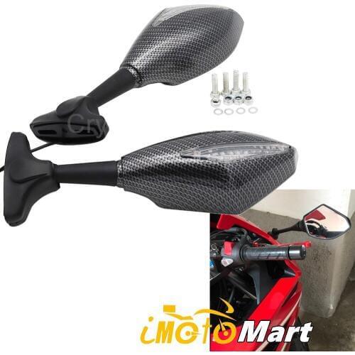 Motorcycle Rear View Mirrors w/Turn Signal For Yamaha YZF-R1 YZFR6 2000-2008, YZF-R6S FZ1 FAZER 2006-2009, FZR600 1989-1999