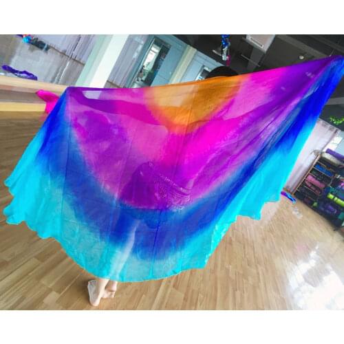 New Arrival Semicircle design 100% real silk belly dance Veils for women gradient 5 colors dancing or stage Veil Hand-Scarf