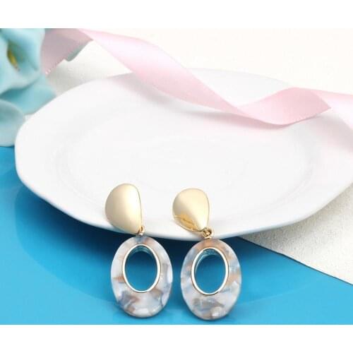 Acrylic Acetic Acid Sheet Geometric Circle Long water Earrings New Fashion Tortoise Color Leopard Print drop earrings for Women