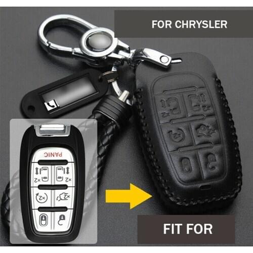 1 Pcs Fashion Genuine Leather Car Key Fob Case Cover Holder Bag Protoctor For Jeep Chrysler Pacifica Voyager Stying Accessories