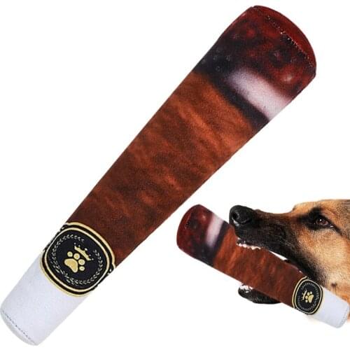 Dog Plush Toys Funny Squeak Toy Stuffed Soft Dog Chew Toys Burning Cigar