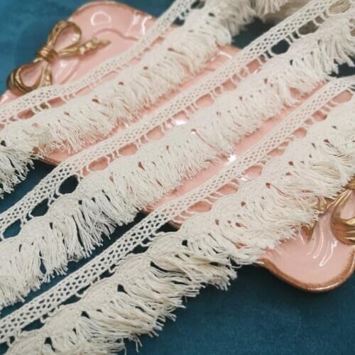 10m 4.5cm handmade diy ethnic style skirt dress beige tassel row of whiskers spike trim cotton lace accessories