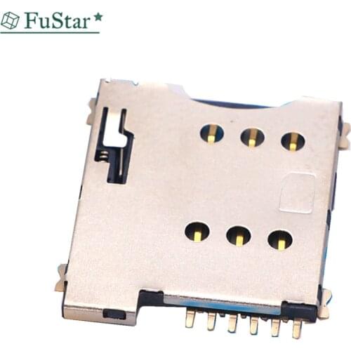 10pcs SIM card slot Micro SIM 6P 6-Pin card Holder adapter Connect use for phone self push Type PUSH Mobile Card Ultra Thin 1.3