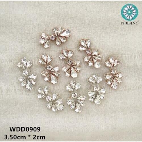 100PCS) Wholesale hand beaded sewing crystal glass rhinestone applique patch iron on for wedding dresses WDD0909