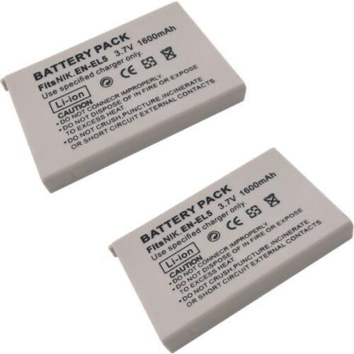 2pcs/lot 1600mAh EN-EL5 ENEL5 EN EL5 Camera battery For NIKON Coolpix P530 P520 P510 P100 P500 P5100 P5000 P6000 P90 P80 Cameras