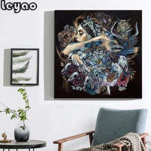 5D Full Drill Diamond Painting Fantasy Woman With Animal Rhinestone Kit Diamond Embroidery Diamond Mosaic Handicraft Home Decor