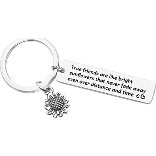 Best Friends Keychain Long Distance Relationship Gifts Appreciation Key Chain True Friends Are Like Bright Sunflowers Keychain