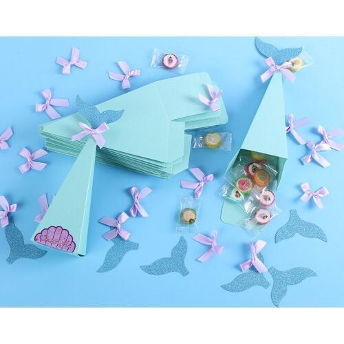 Mermaid Paper Candy Box Favor Bag Baby Shower Gift Box Birthday Party Decorations Kids Wedding Favors and Gifts
