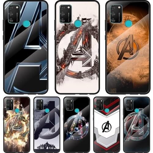Marvel Avengers Logo Tempered Glass Cover For Honor 30 20 10 9X 8X Pro Plus Lite Silicone Phone Case Coque