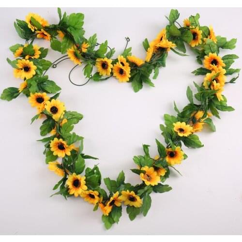 Flower 12 Sunflower Sunflower Rattan Living Room Pipe Balcony Decoration Chrysanthemum Rattan Artificial Plants Home Decoration