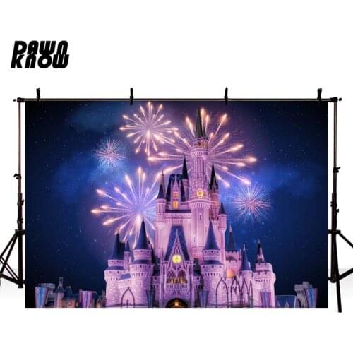 DAWNKNOW Cartoon Fireworks Castle Photography Background Backdrop Photocall Children Stage Party Photo Studio Customize GY442