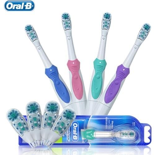 Oral B Cross Action Electric Toothbrush Dual Clean Teeth Whitening Non-Rechargeable Teeth Brush 4 Colors Gift Brush Head