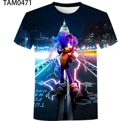 Sonic 3D Printing T-Shirt Mens And Womens Summer Creative Leisure Cotton Top Cool Trend Versatile Childrens Short Sleeves
