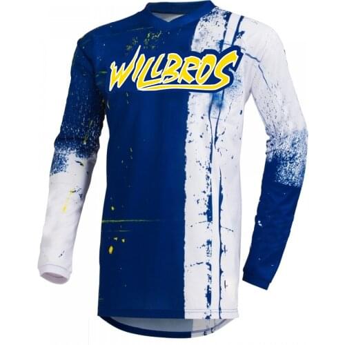 MTB Bike Jersey Willbros Element Motocross Racing Offroad Long Sleeve Motor Moto Cross Summer T-shirt Blue White Mens