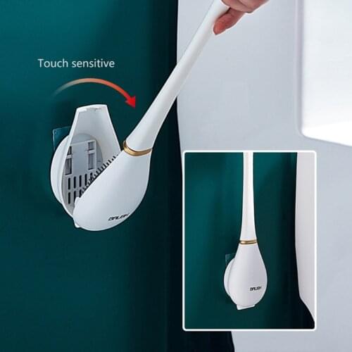 Toilet Flexible Bowl Brush Head Cleaning Tools Home Automatic Open Close Silicone Water Drop Brush Bathroom Accessories
