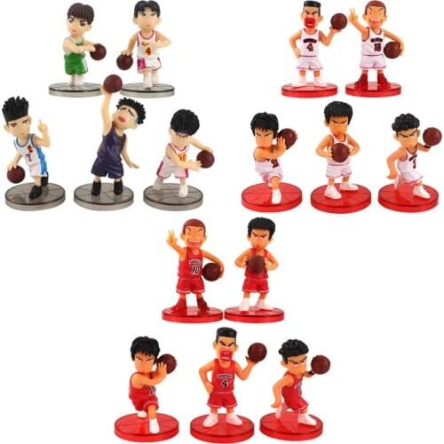 7-10cm 15pcs/lot Slam Dunk Shohoku Basketball Player Figure Toys Hanamichi Rukawa Kaede Sakuragi Anime Model Toy Gifts