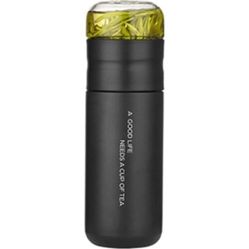 Insulated Cup with Filter Stainless Steel Tea Bottle Cup with Glass Infuser Separates Tea and Water 300ML fkxe