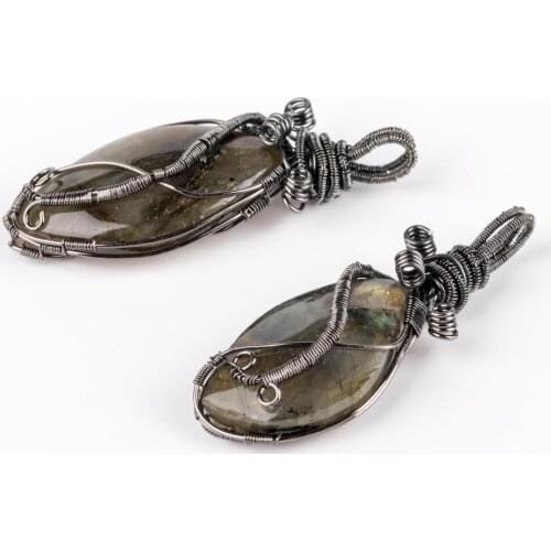 2020 Innovative Natural Crystal Hand-Wound Shining Stone Labradorite Lendant Choker For jewelry making DIY necklace accessories