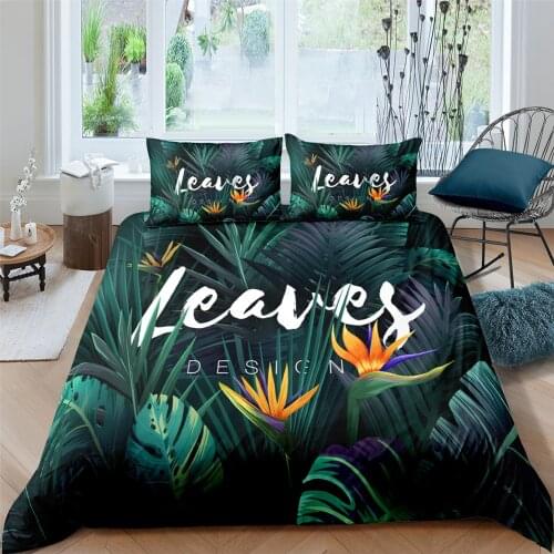 Tropical Leaves Pattern Duvet Cover Set Nordic Modern Duvet Cover Sets Double Queen Bed Linen Brief Quilt Cover