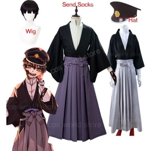 Toilet bound Hanako kun Yugi Tsukasa Cosplay Costume Kimono Uniform Jibaku Shounen Wig Hat Outfit Women Men Activity Party Cos