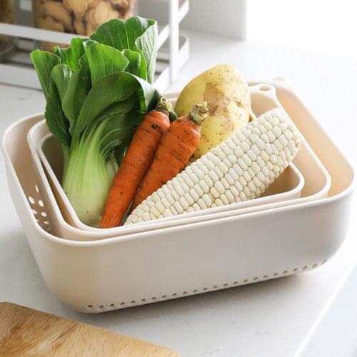 Kitchen Storage Drain Basket Three-piece Creative Home Washing Vegetable Basket Plastic Fruit Basket Storage Basket Housewares