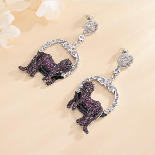 Retro leopard circle gorgeous tassel earrings dinner accessories earrings lady fashion luxury zircon earrings DZ 4