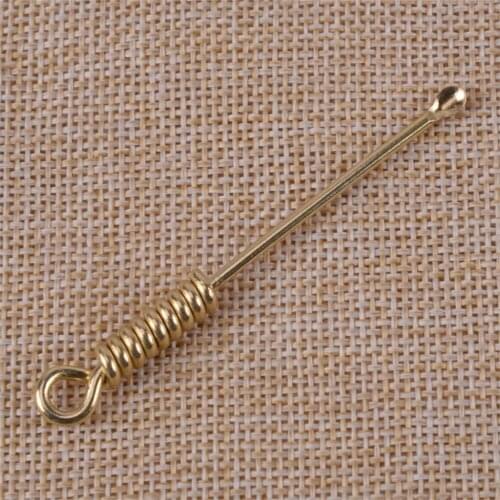 LETAOSK 7.3cm Yellow Handmade Wire Sculpture Brass Keychain Key Ring Pendant Earpick Tool Accessories Cleaner Ear Stick Curette