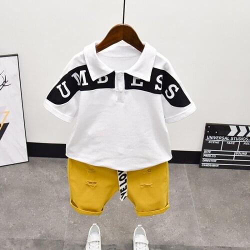 Summer Cotton Casual Clothes Infant Baby Boy Clothes Children Clothing Set For Girls Kids Lapel T-Shirt And Shorts 2PCS Outfits