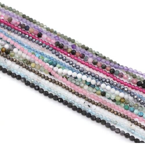 Trendy Natural Gem Stone Pink Opal Beads Small Micro Faceted Crystal Glass Loose Beads for Jewelry Making Necklace DIY Bracelet