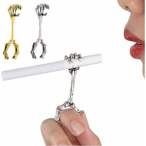 Cigarette Holder Rings Vintage Skeleton Hand Smoker Holder Elegant Finger Holder Ring Smoker Holder for Women and Men