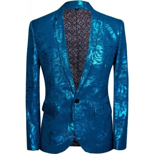 Mens Costume Homme blu Rose Gilding Wedding Suit jacket New Pattern Mans Suit Bright