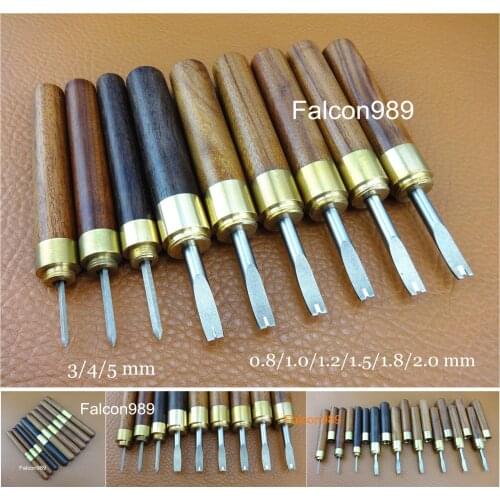 9pcs Leather Craft Sewing Stitching Diamond Awl Edge Beveler Skiving Tool Kit Set Carving Stamping Knife Cutter Punch Chisel Awl