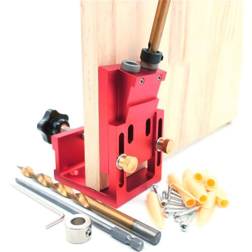 Woodworking Hole Drill Guide Dowel Jig Oblique Hole Locator Drilling Kit Aluminium Woodworker DIY Tools with Drill Bit Tool Set
