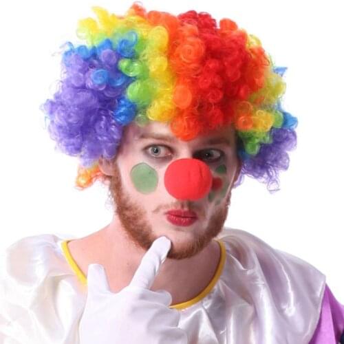 2021 New Adult Kids Rainbow Colorful Clown Wig Foam Nose Cosplay Costume Party Supplies 2020 trend