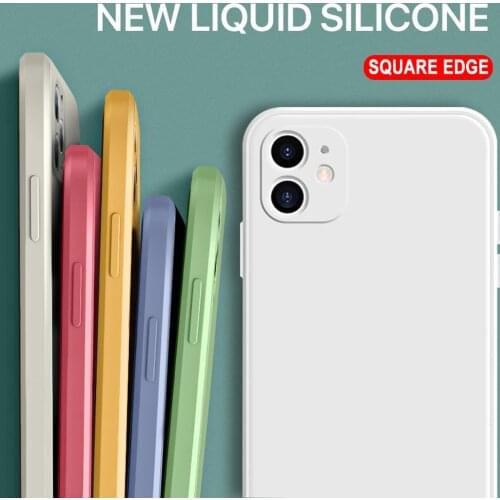 New Luxury Original Square Liquid Silicone Soft Case For iPhone 12 11 Pro Max X XR XS 6 6S 7 8 Plus Full Protector Camera Cover