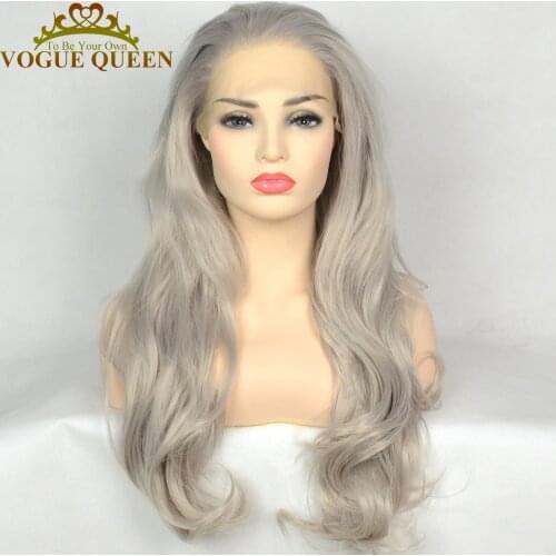 Vogue Queen Blonde Synthetic Lace Front Wig Natural Wave Heat Resistant Fiber Daily Wear For Women