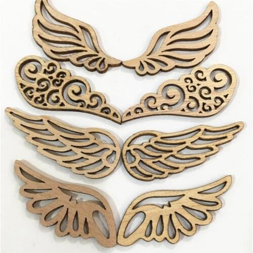 80pcs Angel Wings Wooden Patches Adorable No Hole Wood Chips Creative DIY Accessories For Crafts Angel Wing Wood Chip