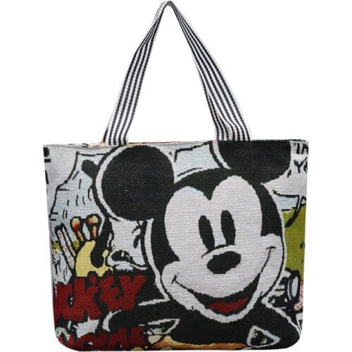 Disney Mickey Mouse plush purse bag shoulder Cartoon Large Capacity Shopper stitch Canvas lady cute women handbag