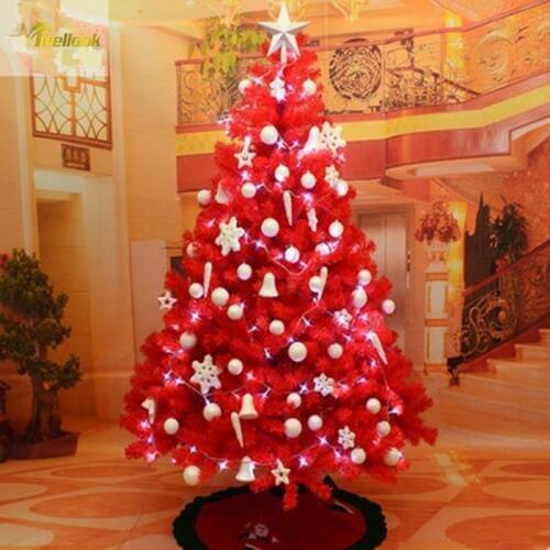Teellook Christmas tree 1.8 m / 180cm big red Christmas tree decorated Christmas tree package encryption Christmas scene layout