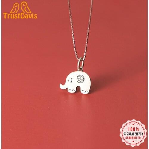 TrustDavis Real 925 Sterling Silver Personality Fashion Sweet Animal Elephant Charm Pendant Handmade Accessories Jewelry DZ467