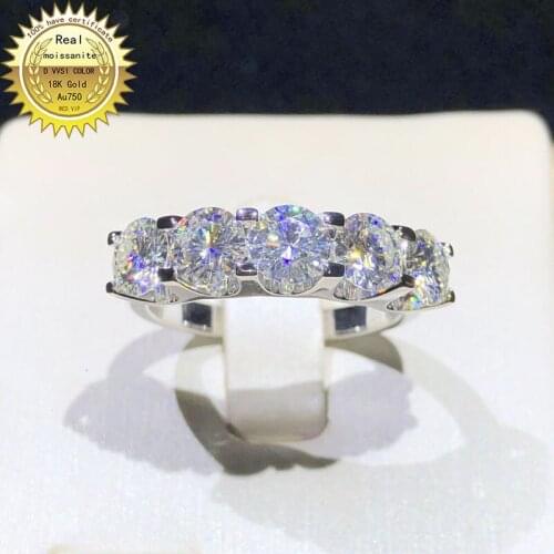 Solid 18K gold ring 1ct D VVS moissanite ring Engagement&Wedding Jewellery with certificate 082