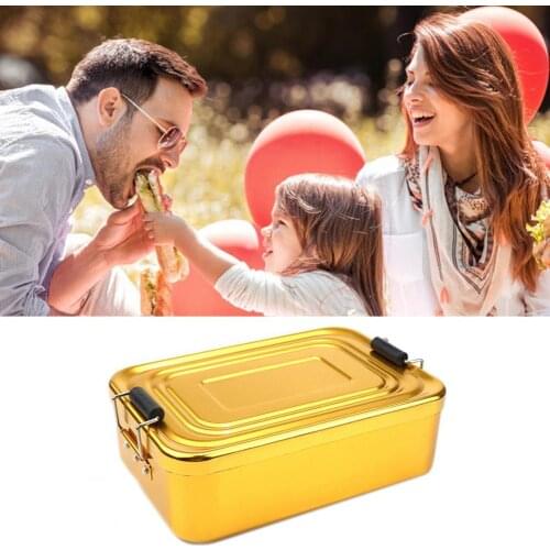 Anti-oxidation Bento Box Sturdy Aluminum Lunch Box Anti-rust Portable Rectangular Food Fruit Container for Outdoor Camping