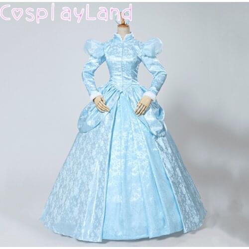 Women Fashion Princess Dress Halloween Cosplay Birthday Party Costume Blue Ball Gown Dress Jacket Skirt Lace Up with Petticoat