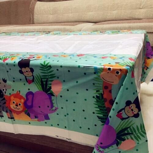 1PCS Jungle Animal Party Tableware Disposable Tablecloth Decoration Theme Birthday Party Decoration Kids Gift Favors