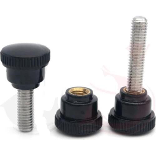 2Pcs M5 Bakelite Round Plastic head Hand screws stainless steel Pattern handle screw bolt Length 25mm-50mm L