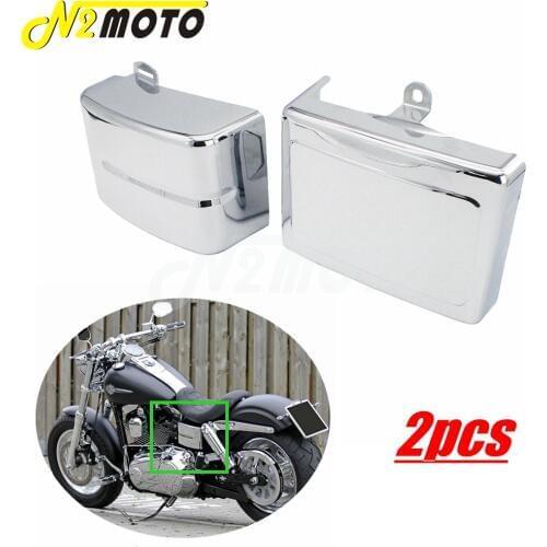 2pcs Motorcycle Chrome Battery Side Fairing Covers Cap for Harley Dyna 2012-2017 Fat Street Bob Low Rider FXDL Switchback FLD