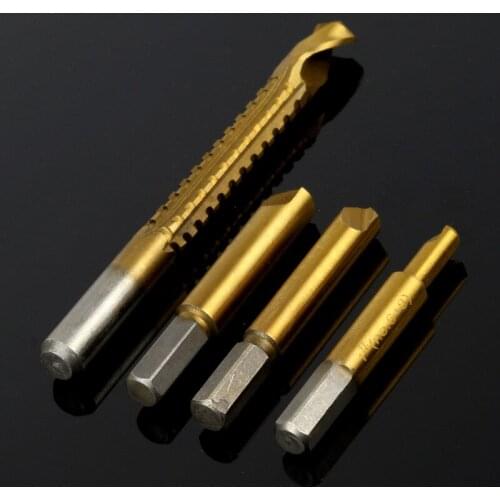 4pcs Hss Titanium Wood Screw Remover Extractor Saw Drill Screw Extractor Damaged Bolt Nut Remover Easy Out Drill Hole Saw Cutter