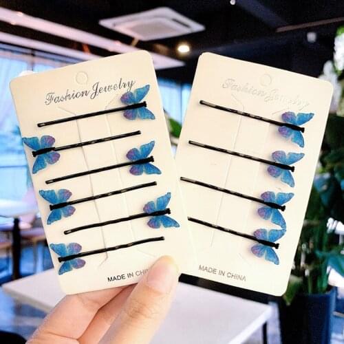 4pc Set Purple Butterfly Hairpin Bangs Clip Sweet Girl Candy Color Butterfly Hair Clips Popular Net Red Barrettes New Headdress